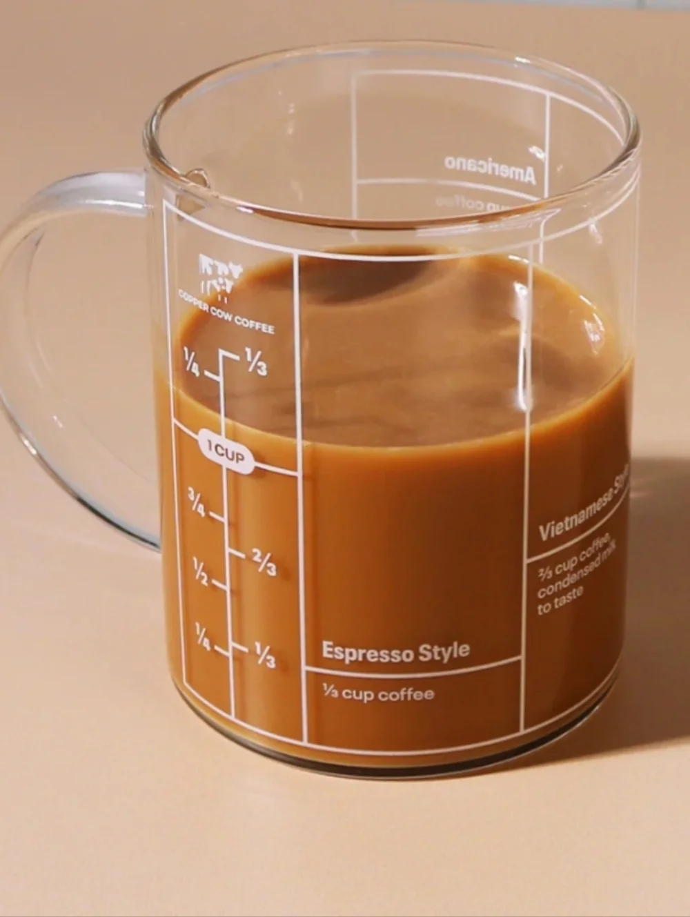 Copper Cow Coffee The Coffeeist 12 Oz. Glass  Mug, NEW